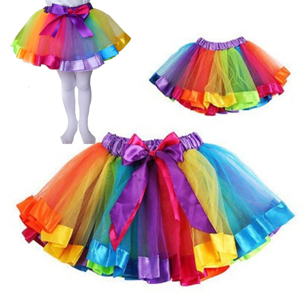 Toddler Girl Tulle Party Dress - Vestido de princesa arco-íris para crianças,