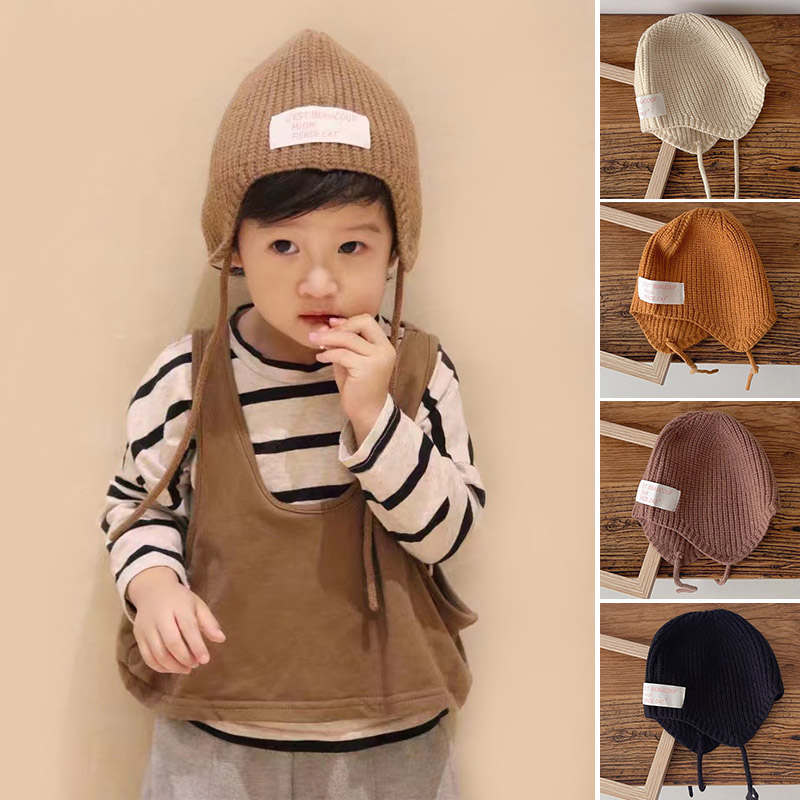 Infant Beanie Hat With Ears - Inverno quente crianças chapéu de proteção
