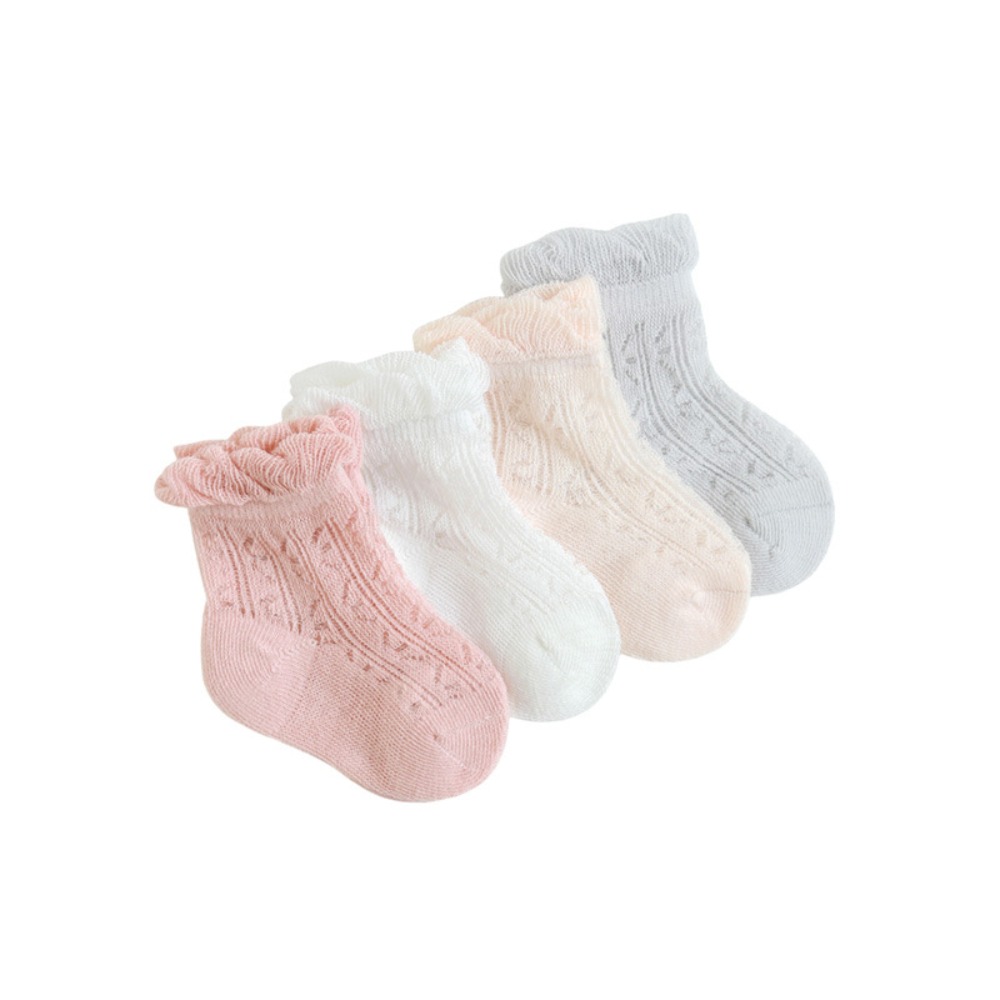 Unisex Baby Socks Non Slip - 4 Pares de Meias de Algodão