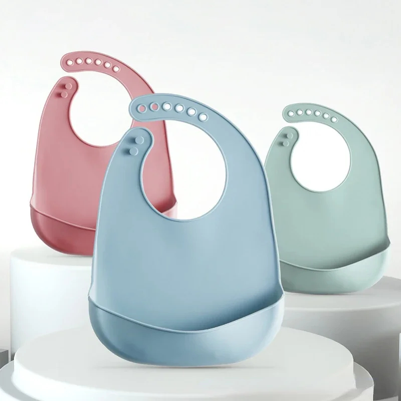 Waterproof Baby Bibs Silicone - 1/3 Peças Babadores de Bebê Ajustáveis