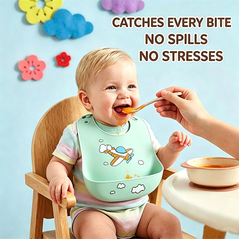 Waterproof Baby Bibs Silicone - Babador de silicone para alimentação de