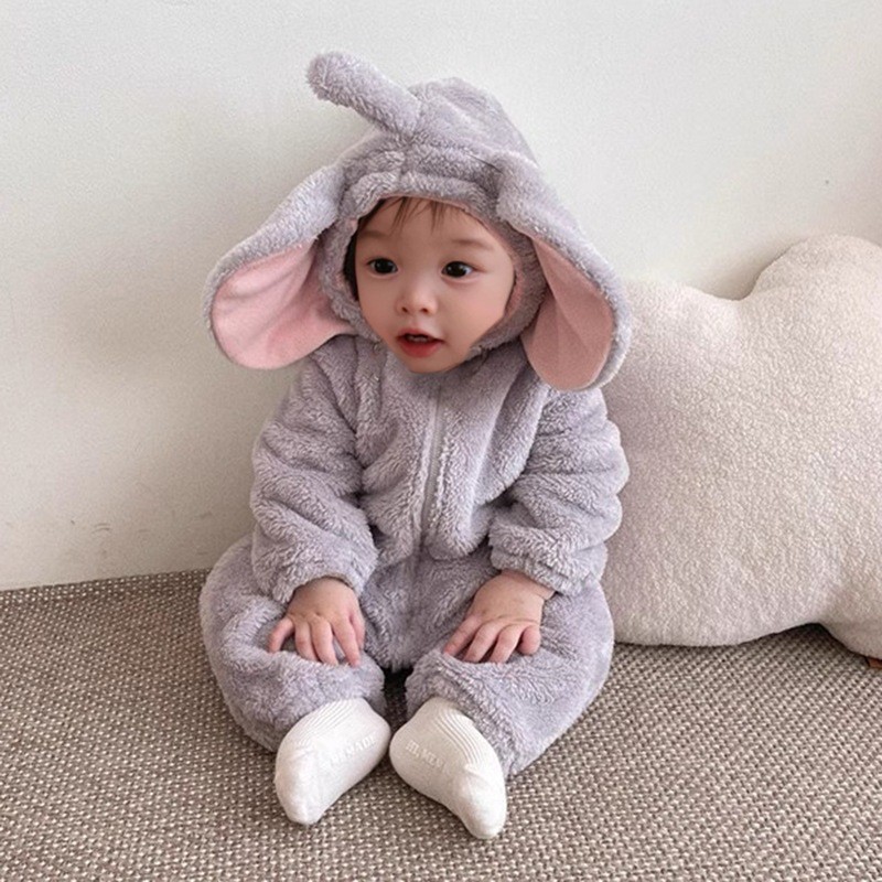 Cotton Baby Onesies Zipper - Adorável Macacão de Elefante para Bebê