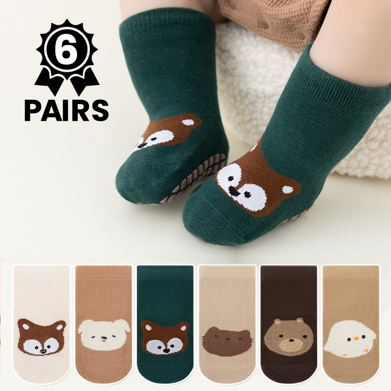 Unisex Baby Socks Non Slip - 6 pares de meias antiderrapantes para