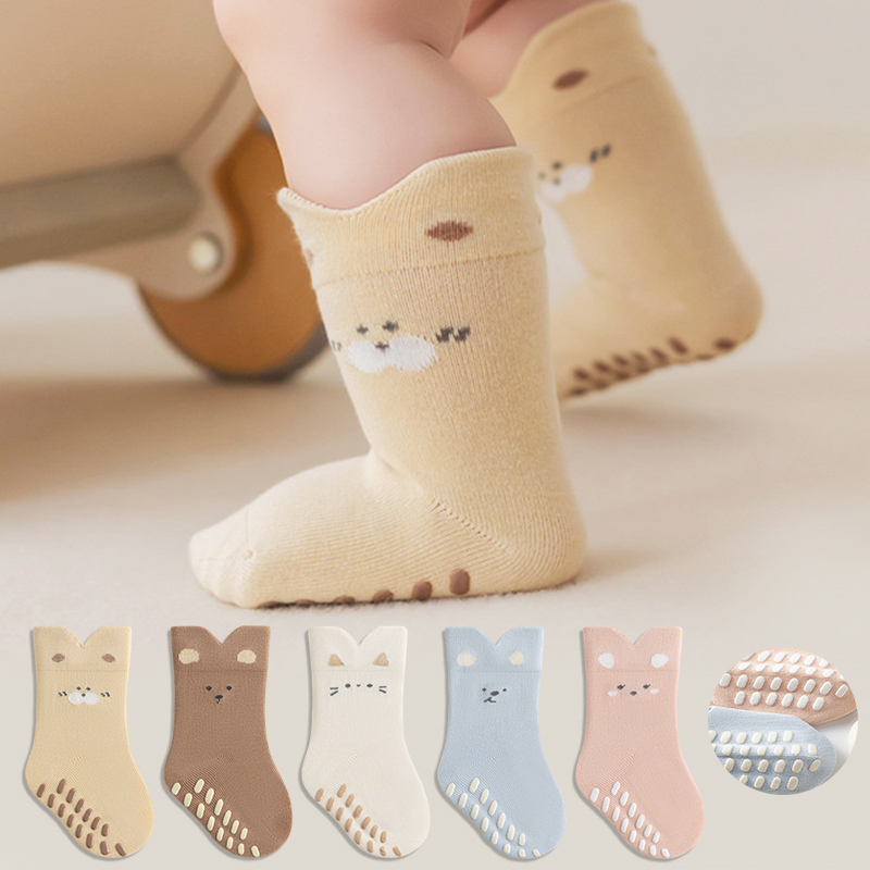 Unisex Baby Socks Non Slip - 3/5 Pares de Meias Antiderrapantes para