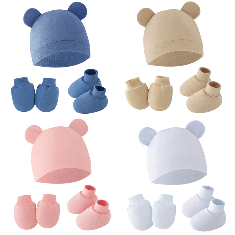 Infant Beanie Hat With Ears - Conjunto de Gorro, Luvas e Meias