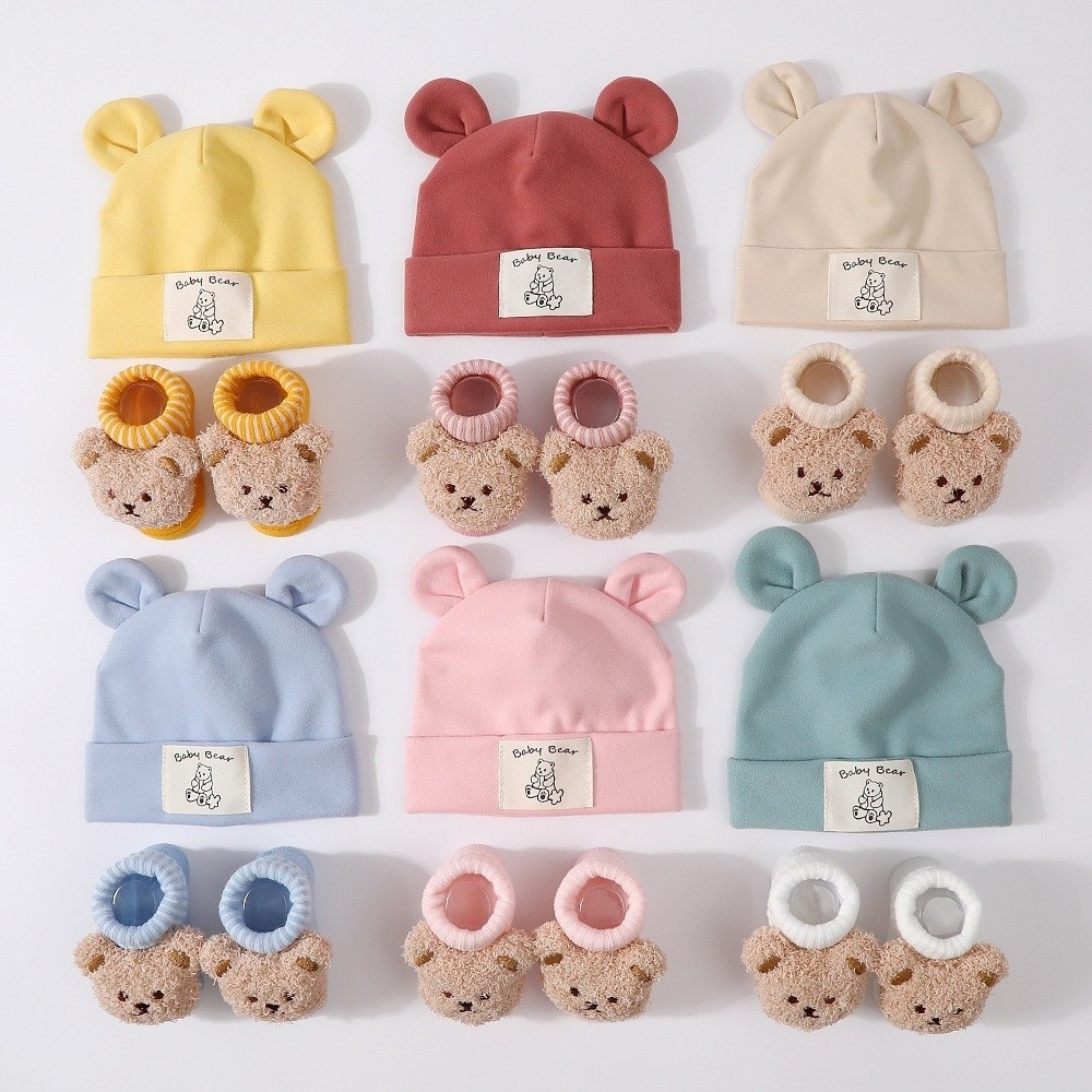 Infant Beanie Hat With Ears - Conjunto de 2 peças: gorro e