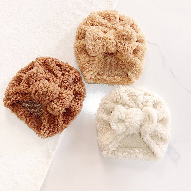 Infant Beanie Hat With Ears - Bonito bebê recém-nascido nó turbante arco