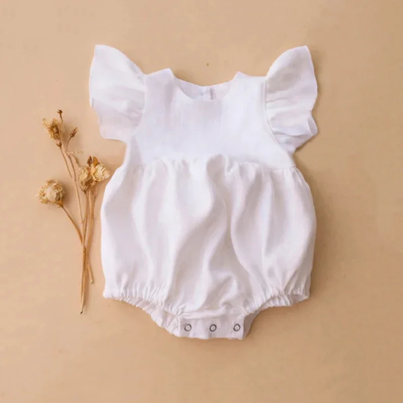 Baby Summer Linen Sleeveless Jumpsuit - Recém-nascido Macacões De Linho De Algodão