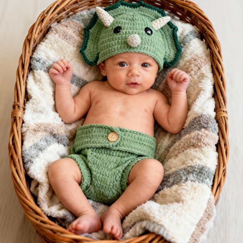 2 pçs crochê dinossauro recém- - Infant Photography Props Outfit avaliação e preço