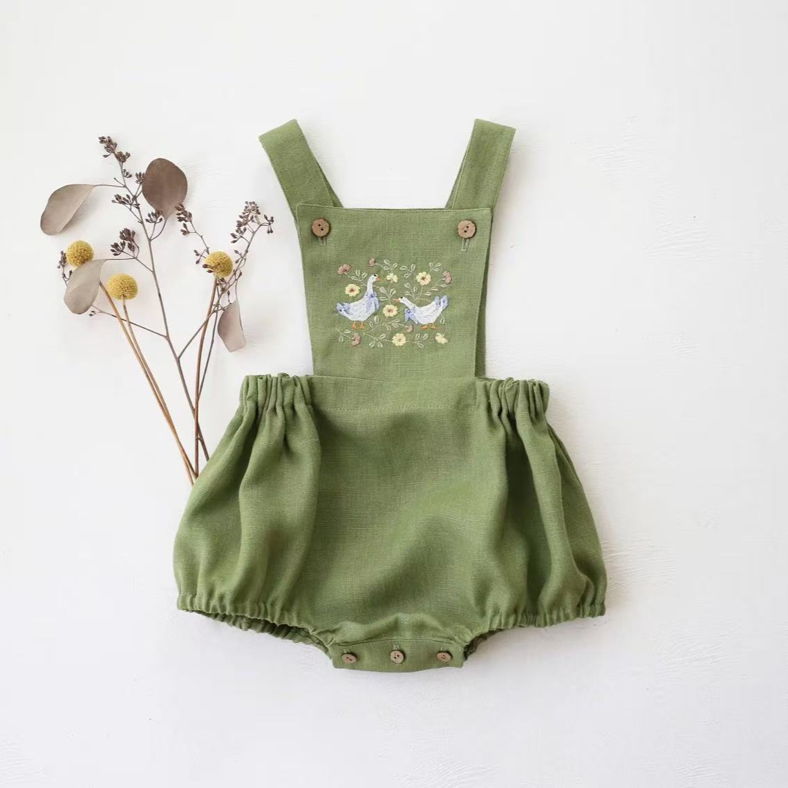 Macacão Infantil Estilo Campes - Baby Summer Linen Sleeveless Jumpsuit avaliação e preço