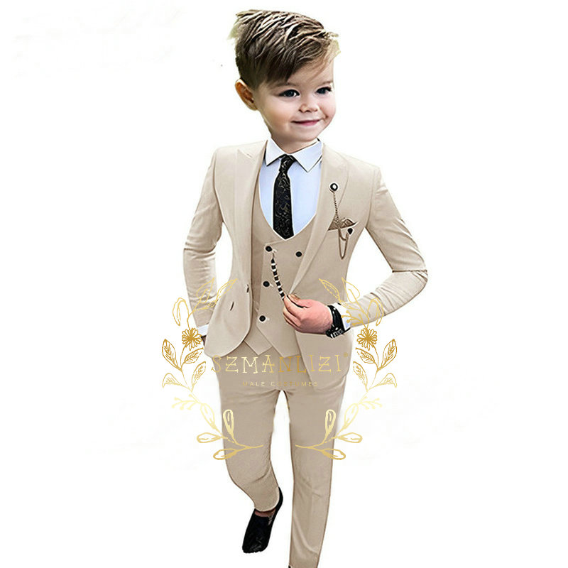 Colete blazer bege e calça par - Baby Boy Suit Set Baptism avaliação e preço