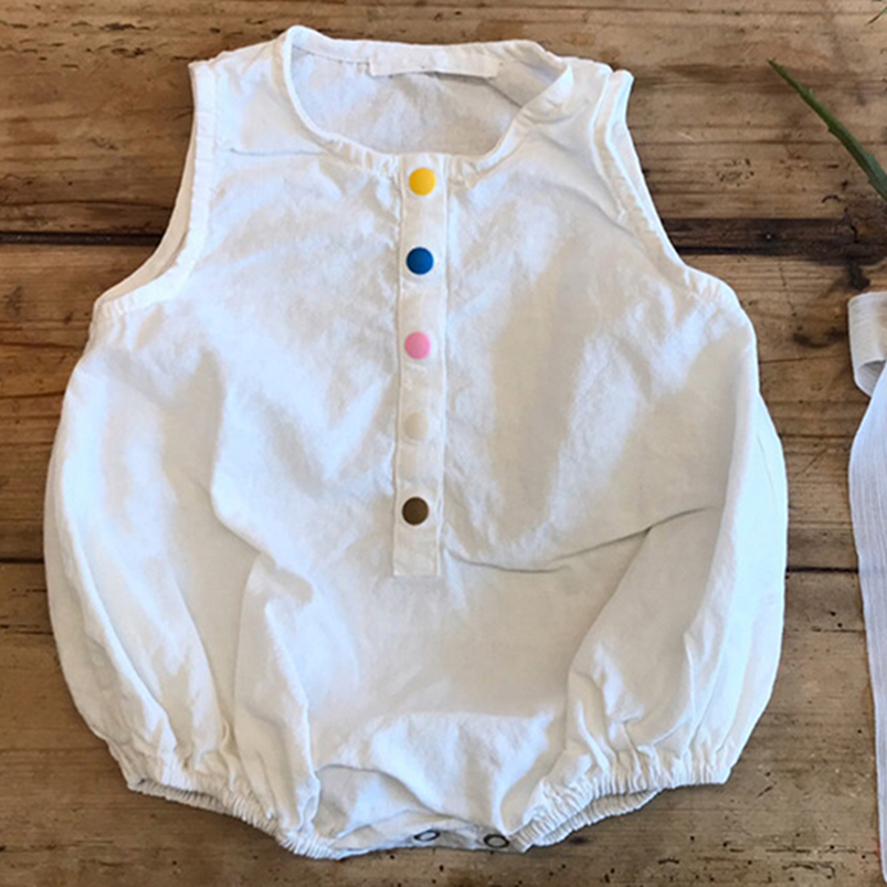Linho sem mangas e algodão rom - Baby Summer Linen Sleeveless Jumpsuit avaliação e preço