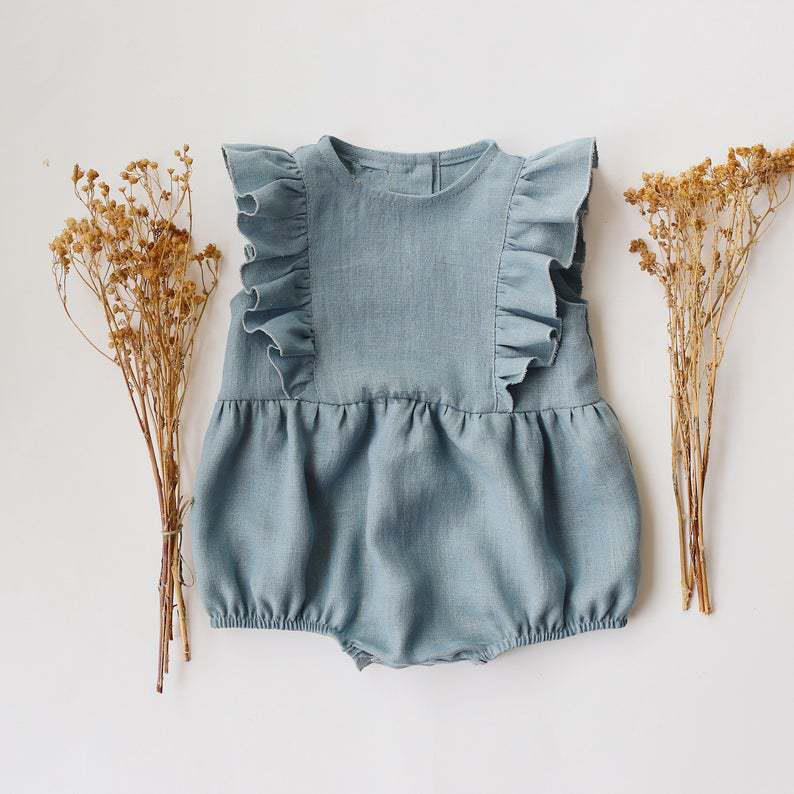 Verão bebê recém-nascido menin - Baby Summer Linen Sleeveless Jumpsuit avaliação e preço
