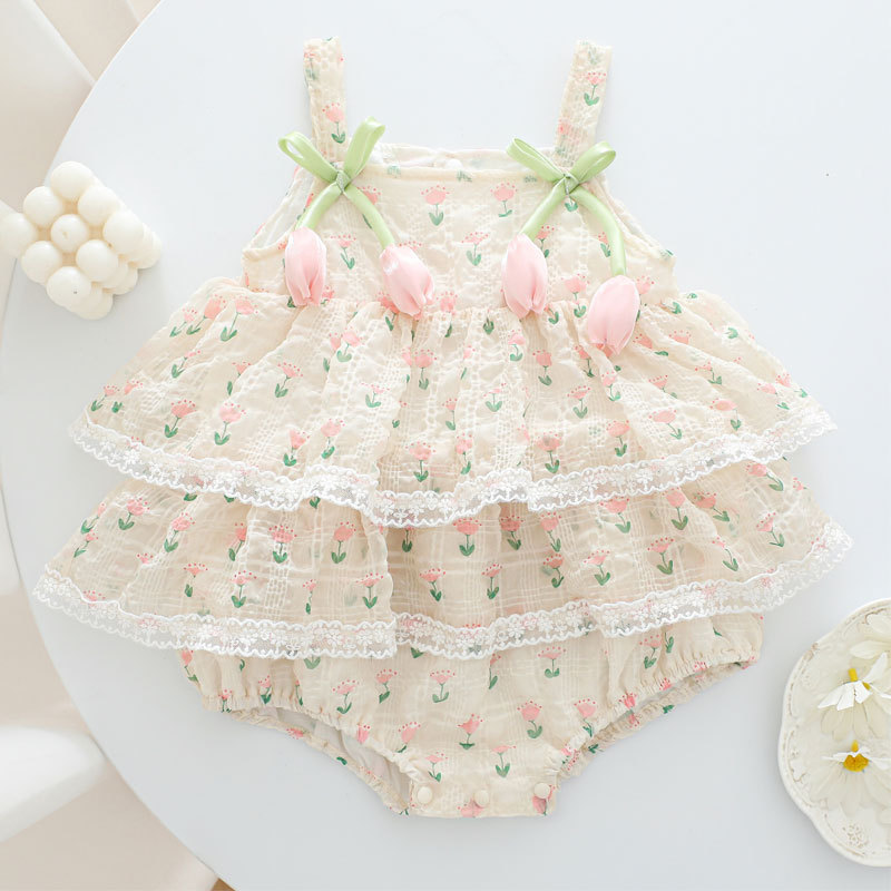 Macacão de Verão para Bebê Men - Newborn Baby Girl Romper Floral avaliação e preço