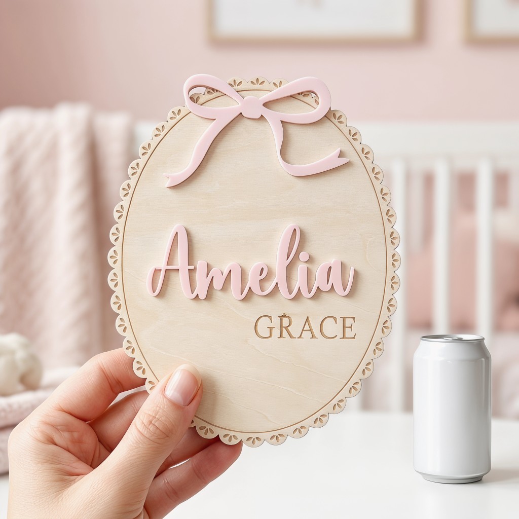 1 Peça Placa de Nome de Madeir - Nursery avaliação e preço
