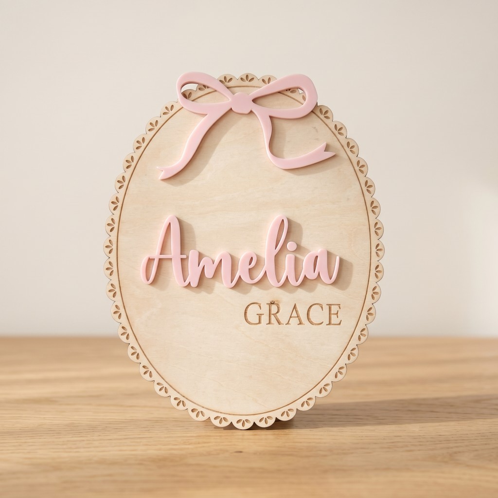 1 Peça Placa de Nome de Madeir - Nursery avaliação e preço