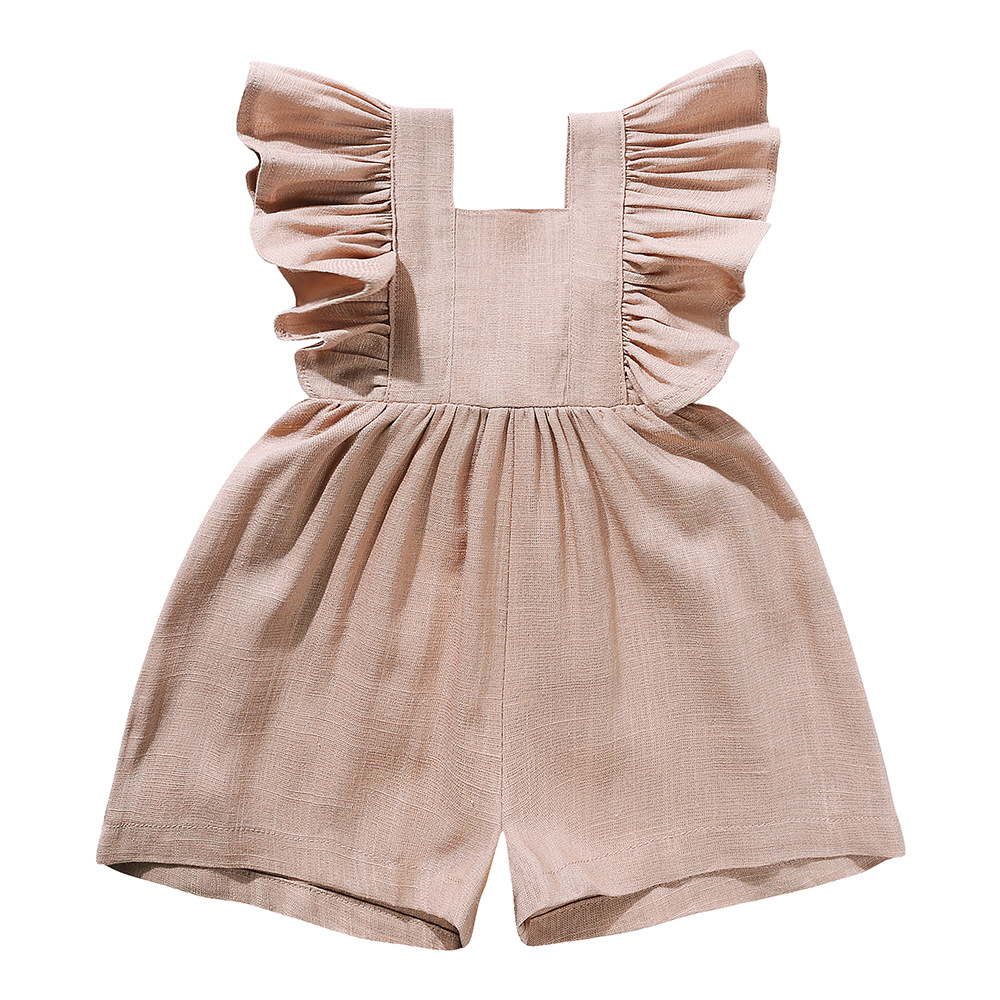 Roupas de Verão para Bebês Uni - Baby Summer Linen Sleeveless Jumpsuit avaliação e preço
