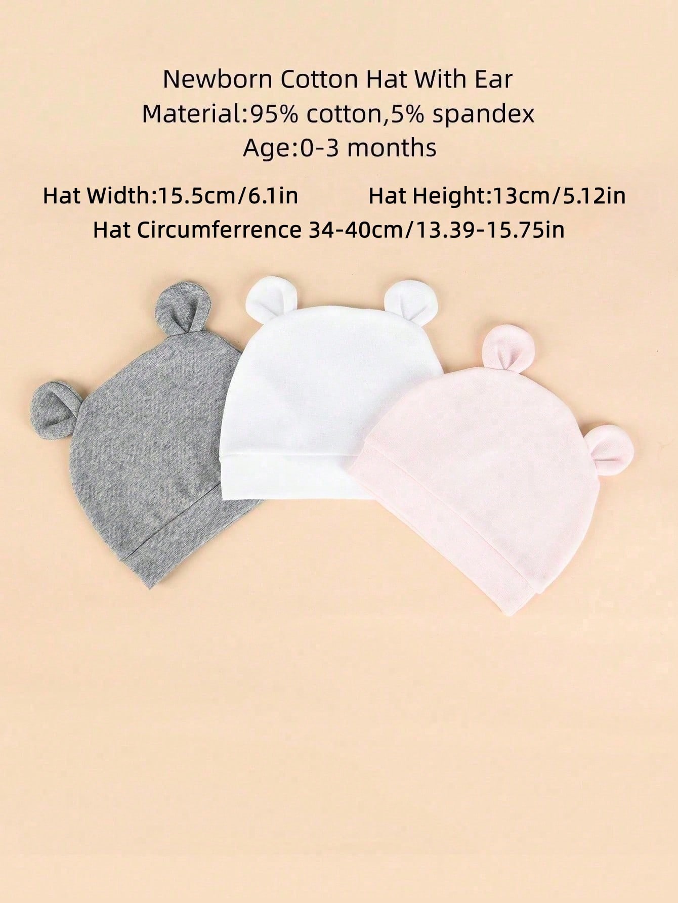 Conjunto de 3 Toucas de Bebê e - Infant Beanie Hat With Ears avaliação e preço
