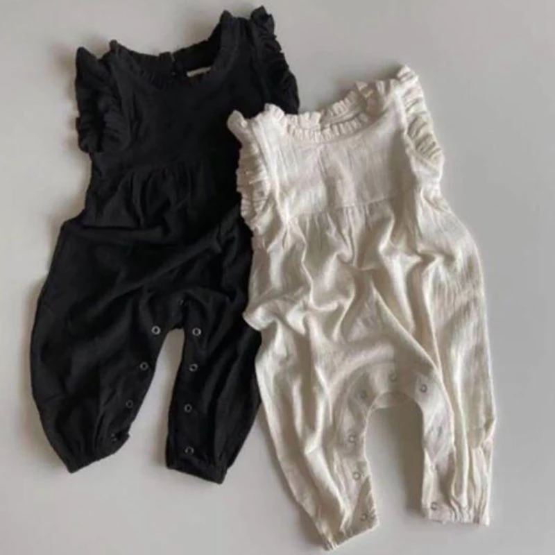MILANCEL-Macacão De Linho Sem  - Baby Summer Linen Sleeveless Jumpsuit avaliação e preço