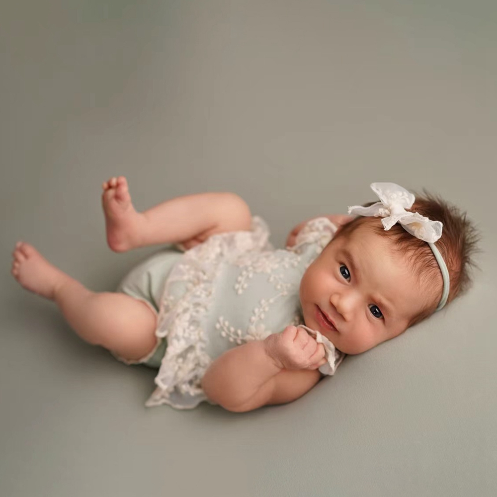 Macacão de Renda Verde Pastel  - Newborn Baby Girl Romper Floral avaliação e preço