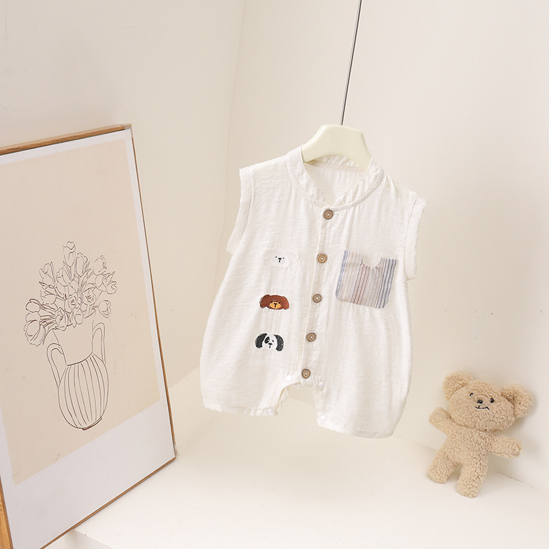 Macacão de verão para bebês me - Baby Summer Linen Sleeveless Jumpsuit avaliação e preço